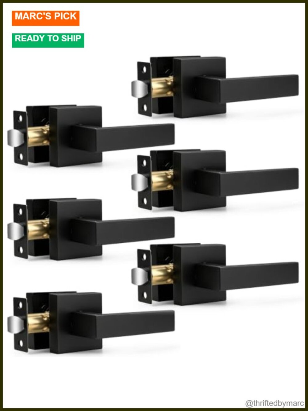 6 Pack Matte Black Door Handles Passage Lever Set Zinc Alloy Heavy Duty 250000